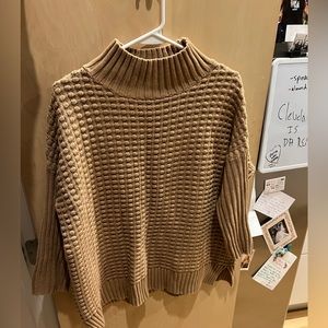 French Connection tan/camel colored popcorn textured sweater, size S